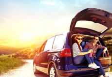 Couple sitting in car