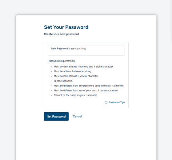 set your password