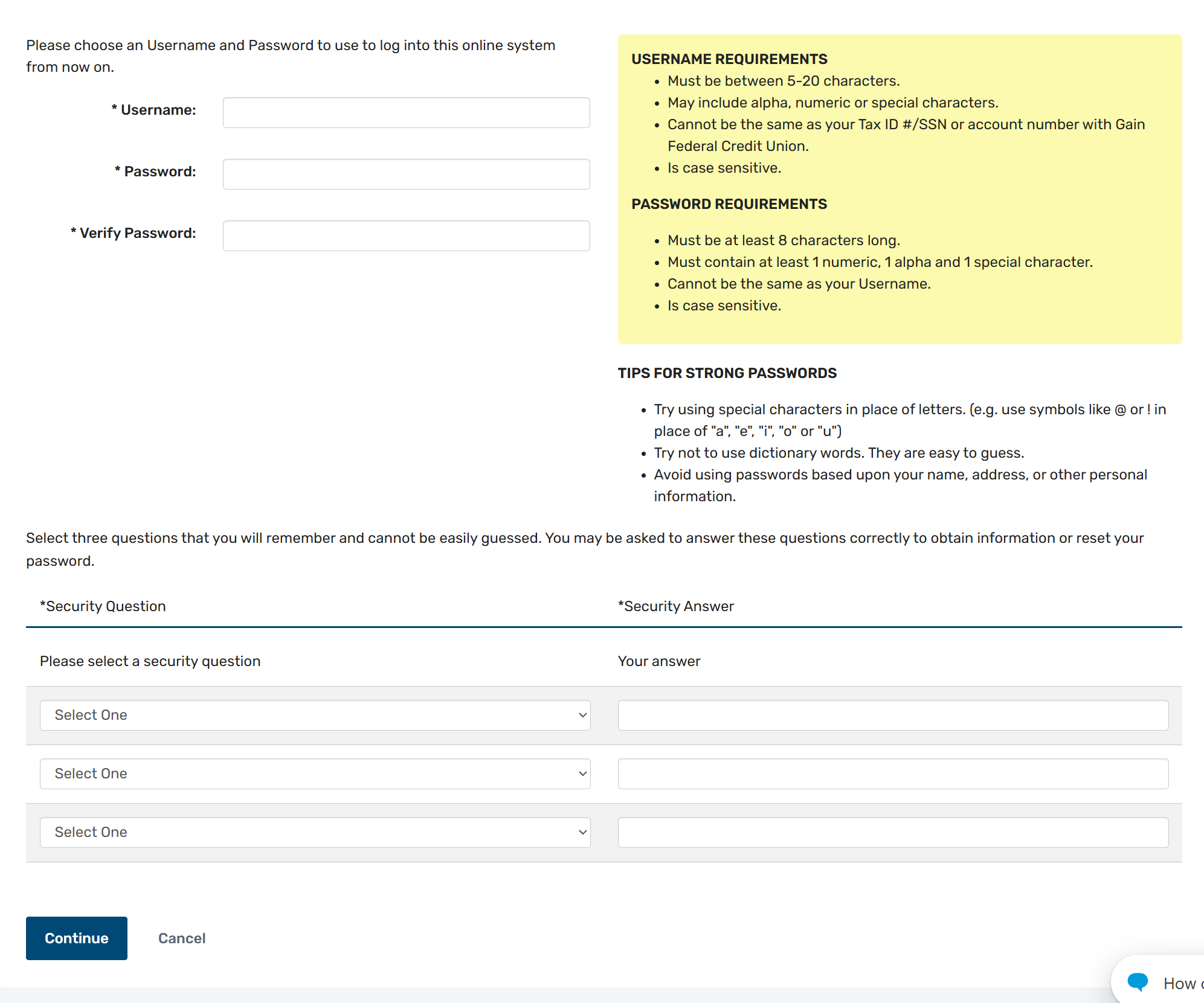 advanced online banking registration guide step 3B